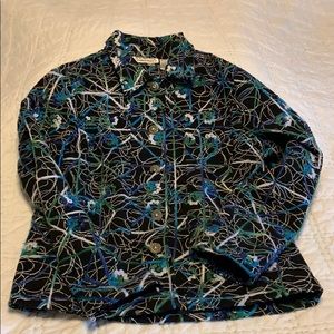 Black with quilt flower blazer. Size M